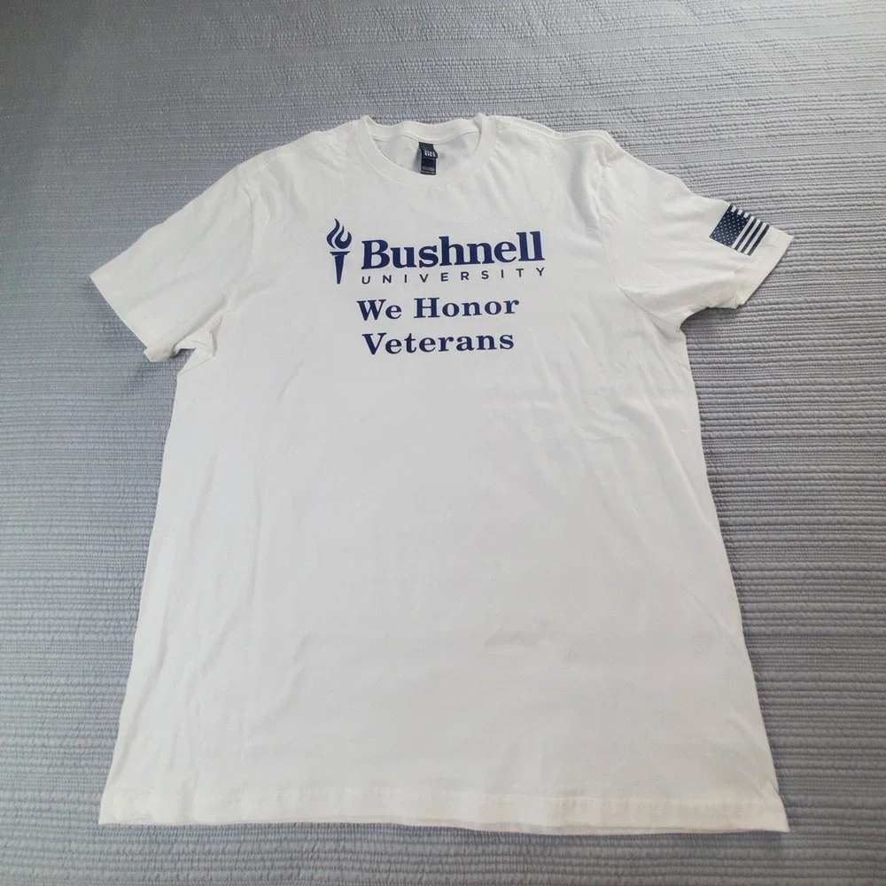 District Bushnell University We Honor Veterans Promo Tee White Navy 2XL